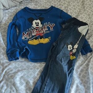 Disney Mickey Mouse Blue Long Sleeve Tee & Jeans - 4